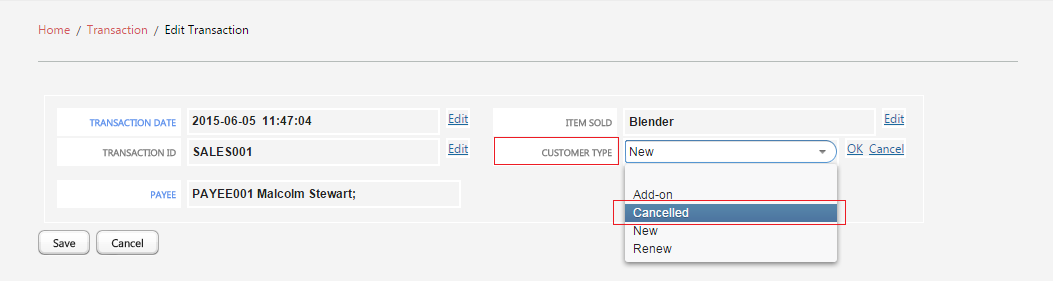 Edit Transaction Data