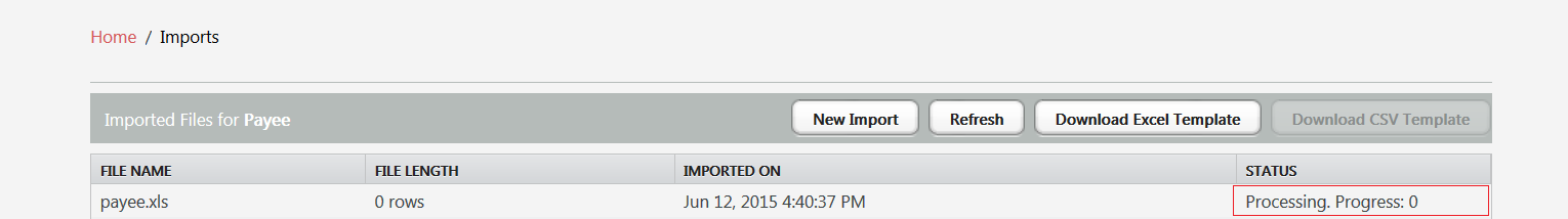 Monitoring Progress of the Import Status