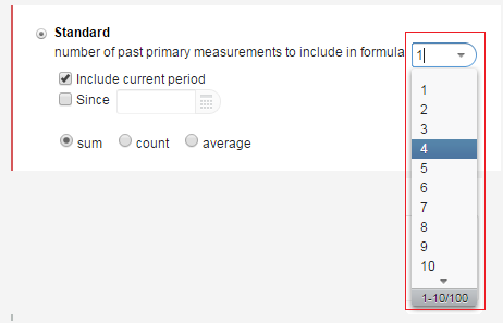 Select the Number of Past Primary Measurements to Include